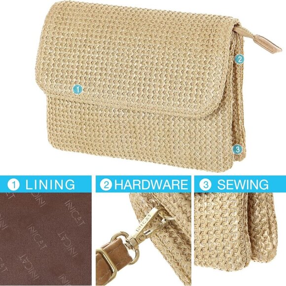 Straw Small Summer Purses for Women Crossbody Purse Beach Bags for Everyday Crui - Picture 4 of 8